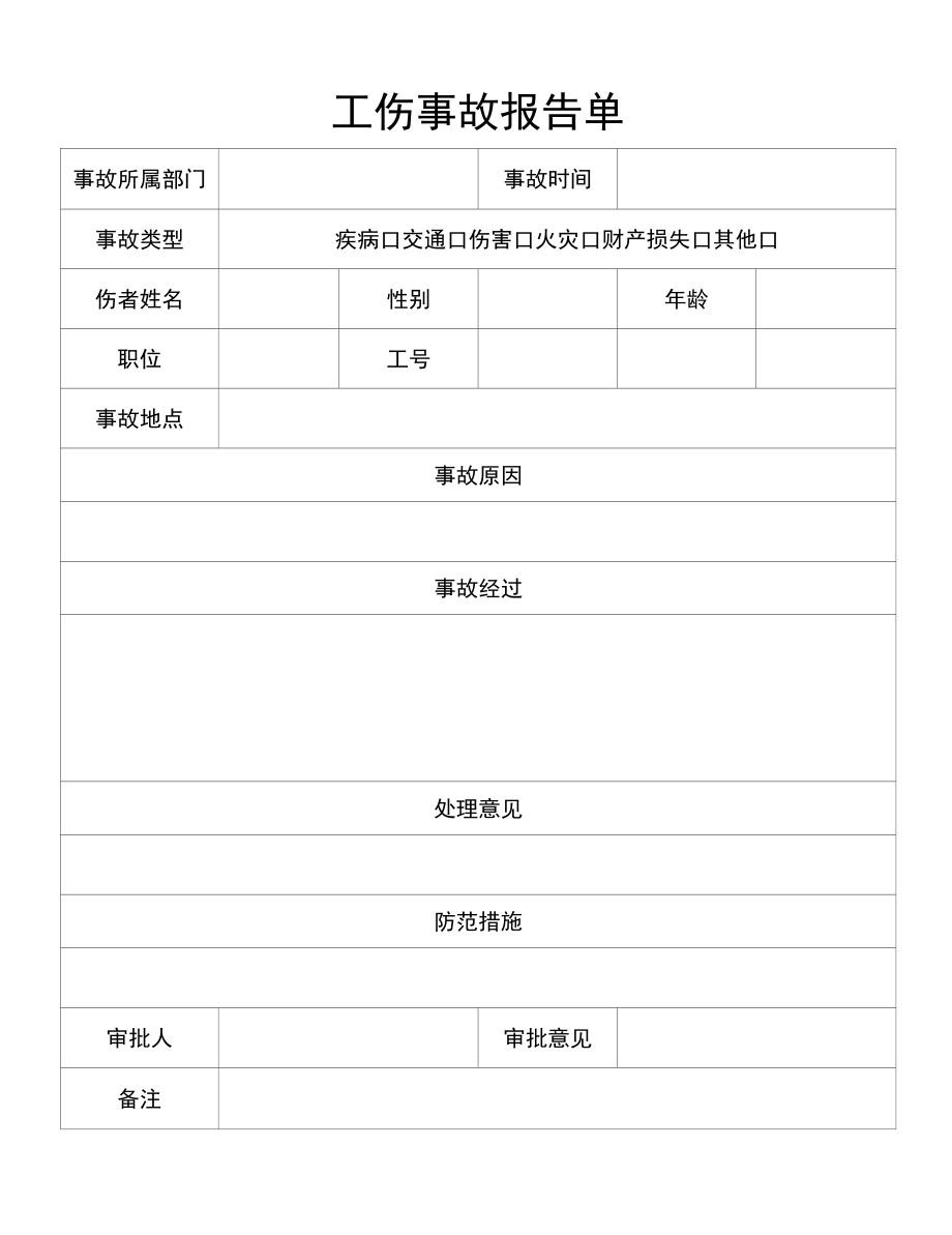 工伤事故报告单.docx_第1页