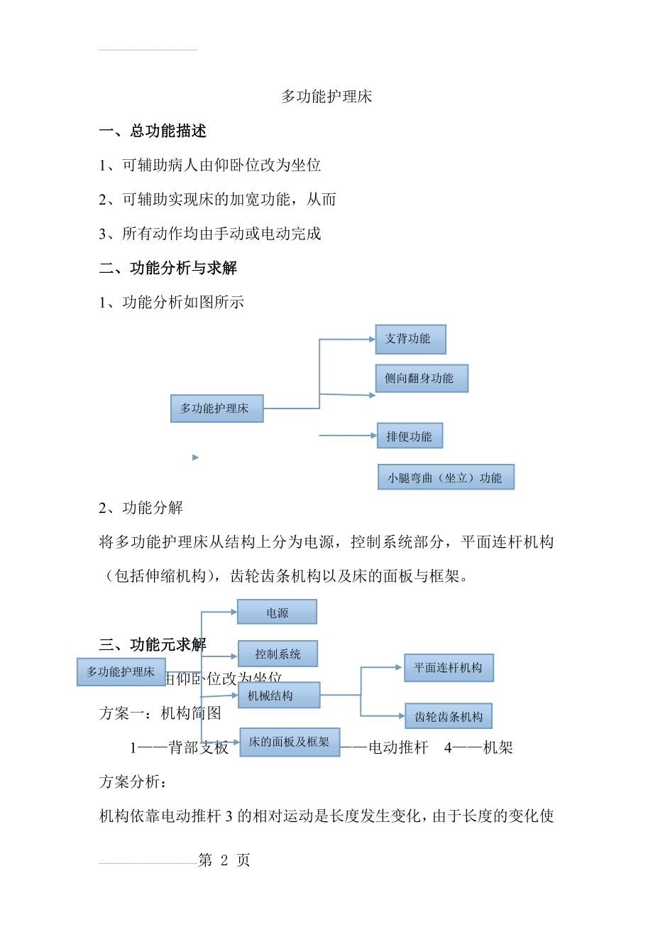 多功能护理床的设计(10页).doc_第2页