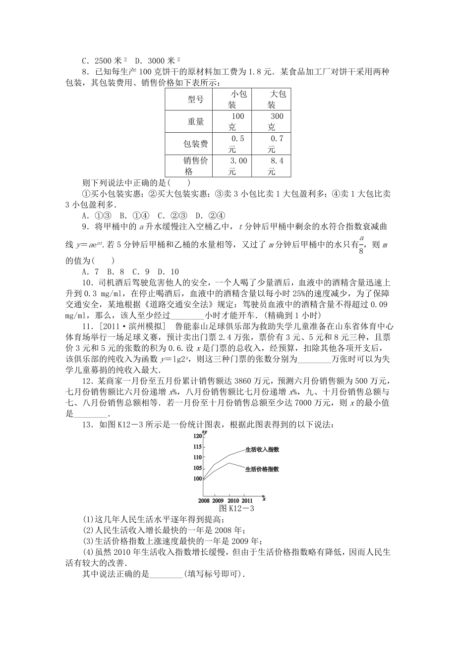 高三数学一轮复习同步-(12)函数模型及其应用-文-新人教B版.doc_第2页