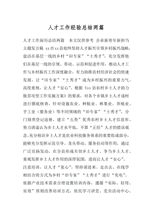 人才工作经验总结两篇.docx