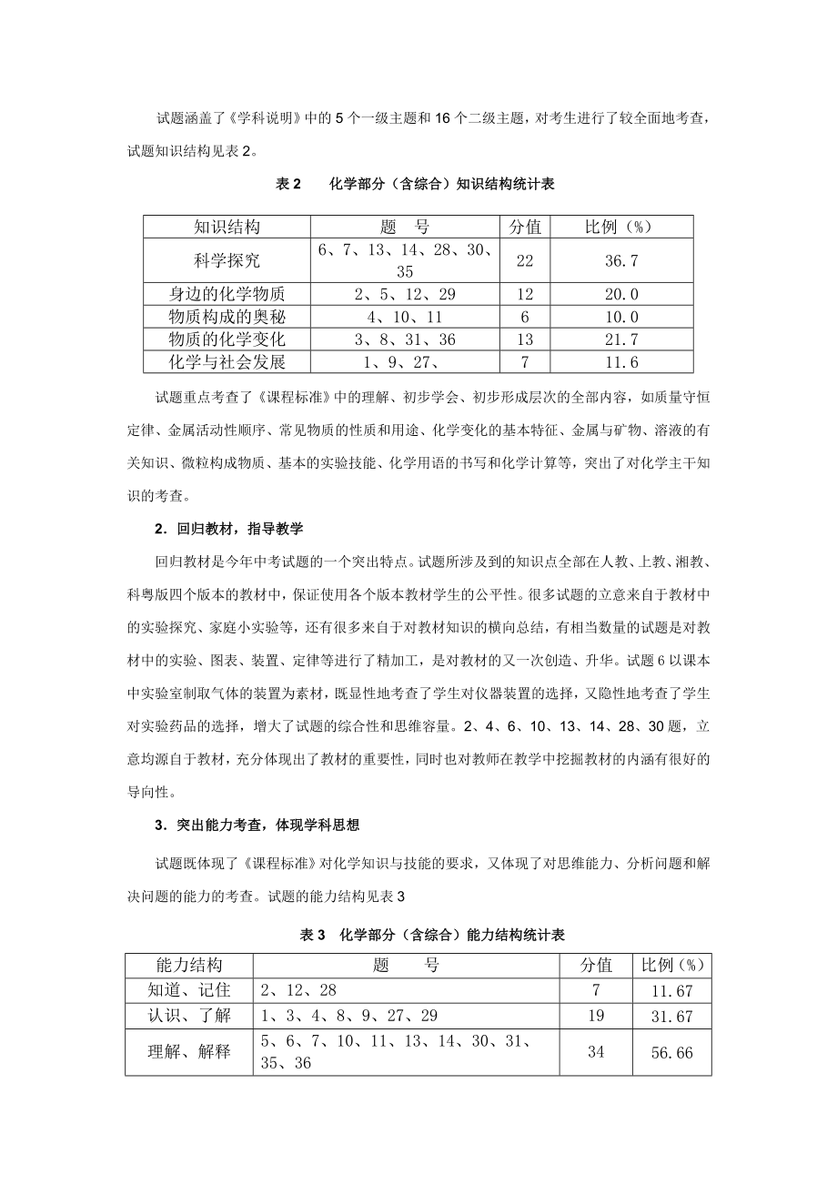 省中考专家河北省中考化学试卷分析评价.doc_第2页