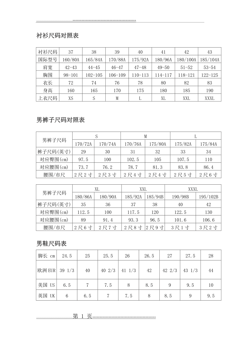 尺码对照表24515(2页).doc_第1页