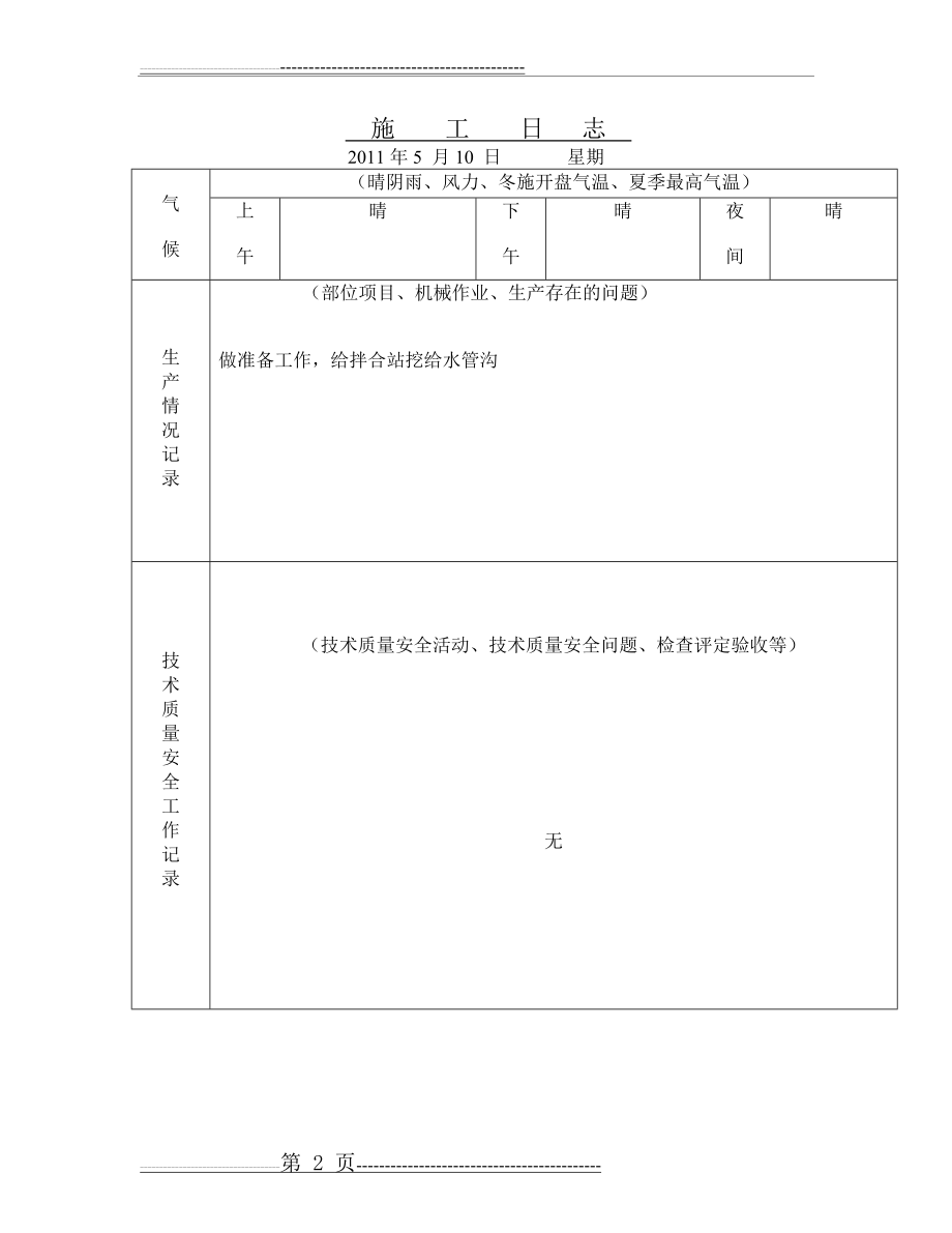 市政公路工程施工日志(100页).doc_第2页