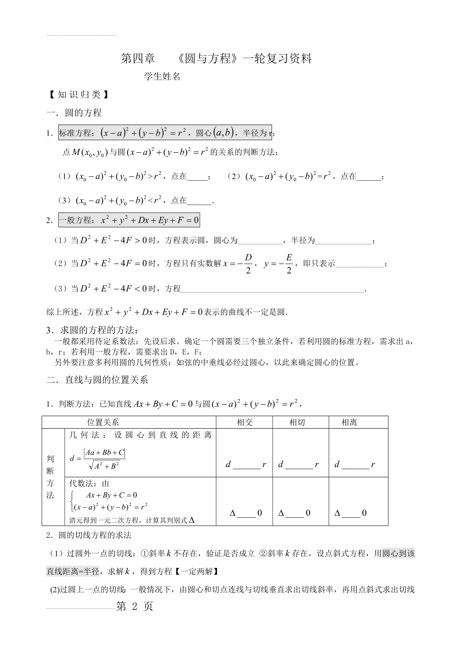 圆与方程复习课(5页).doc_第2页