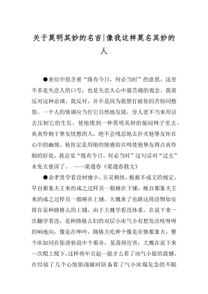 关于莫明其妙的名言-像我这样莫名其妙的人.docx