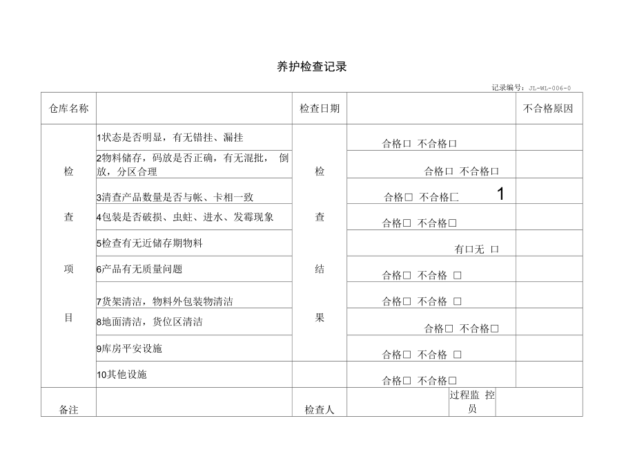 药品GMP文件 06养护检查记录.docx_第1页