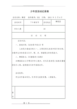 少年宫活动记录表音乐(13页).doc