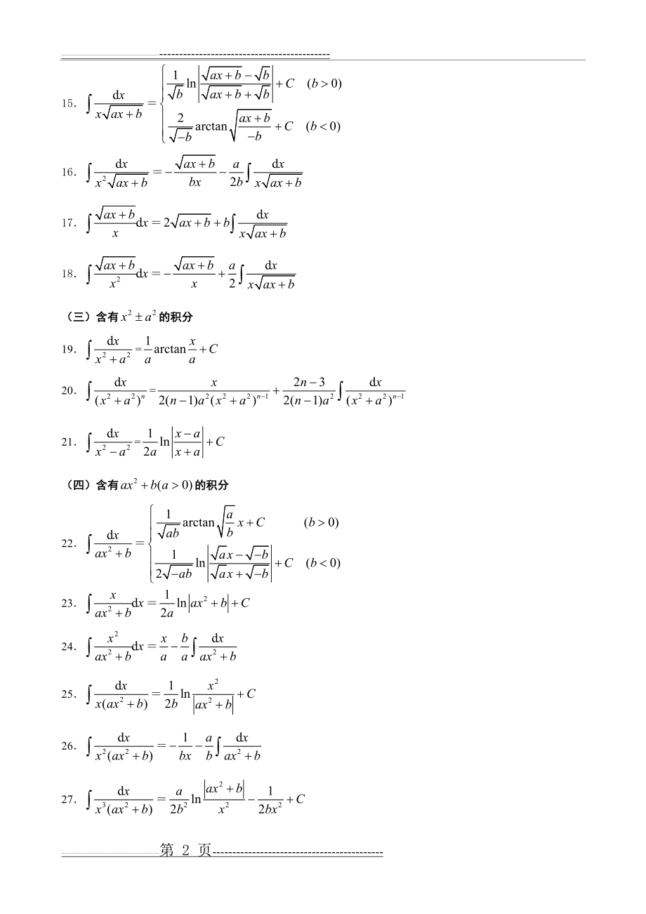 常用积分表(13页).doc_第2页