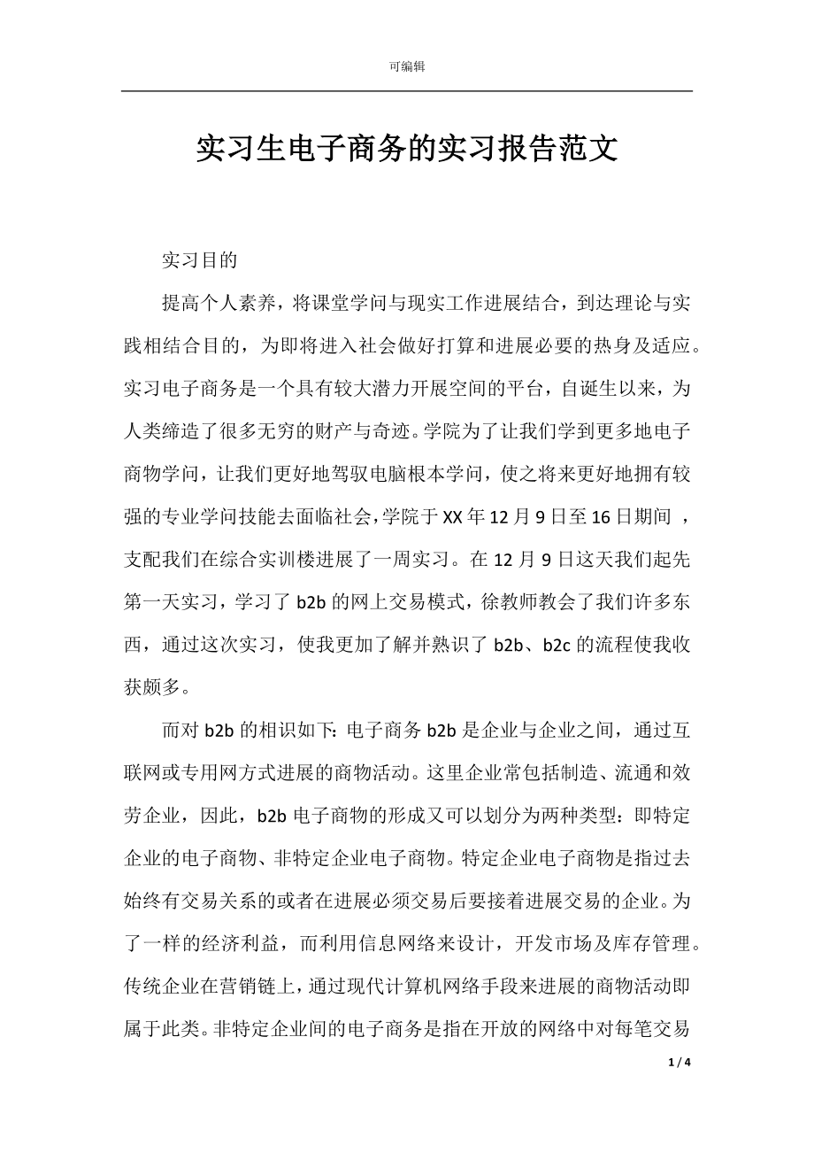 实习生电子商务的实习报告范文.docx_第1页