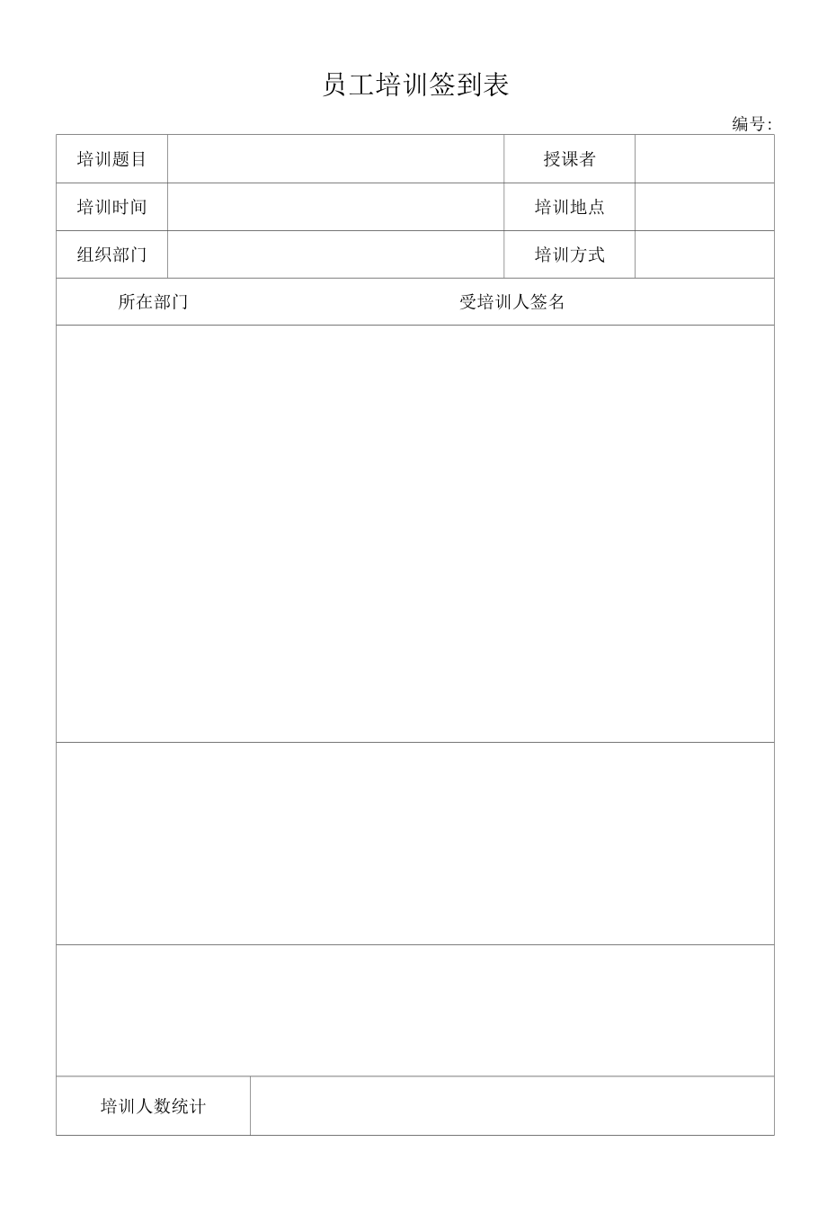 药品GSP文件 员工培训签到表.docx_第1页