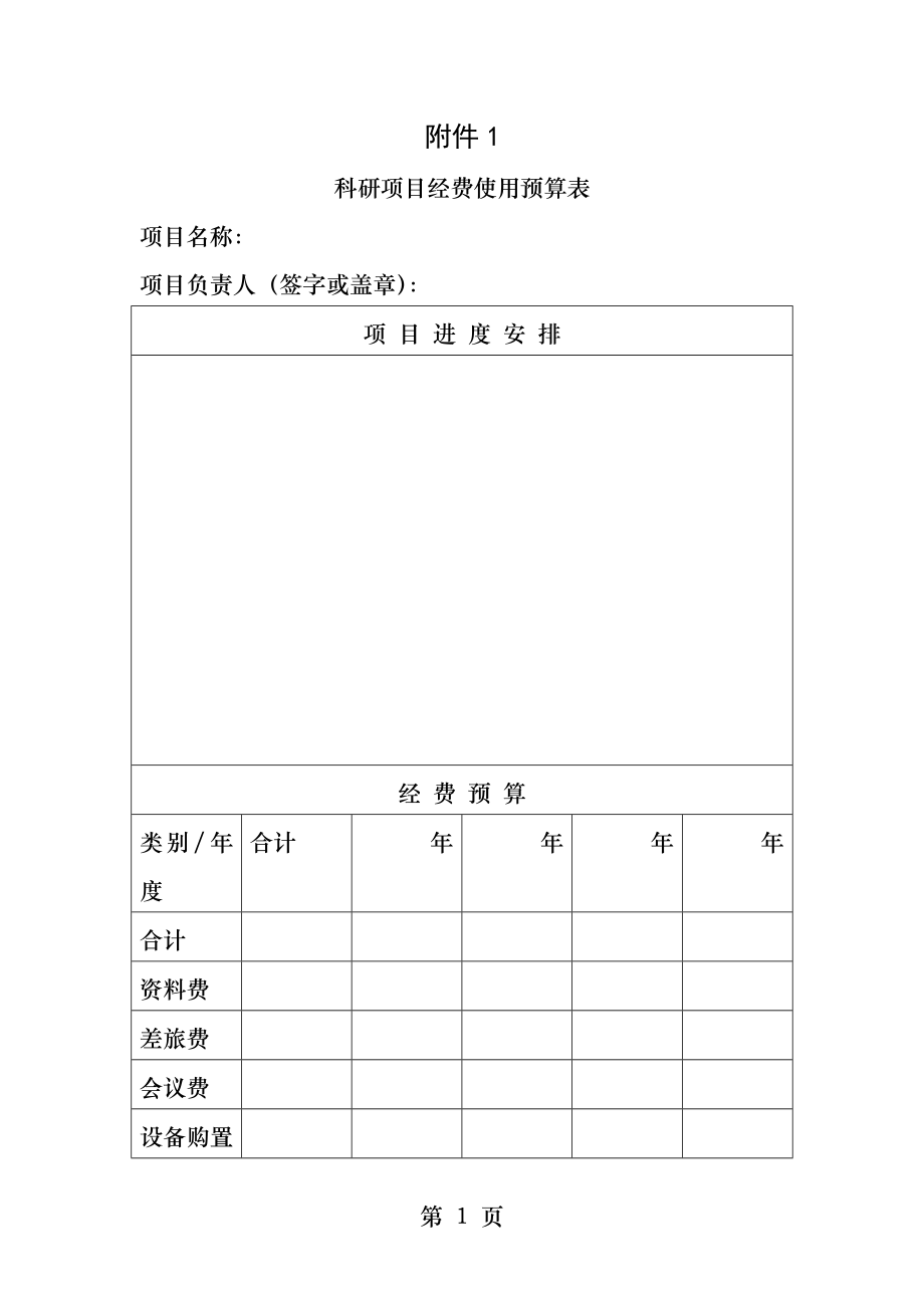 科研项目经费使用预算表.docx_第1页