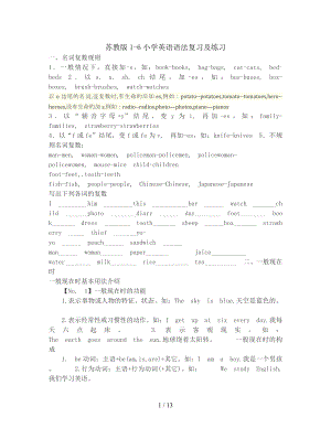 苏教版16小学英语语法复习及练习.doc