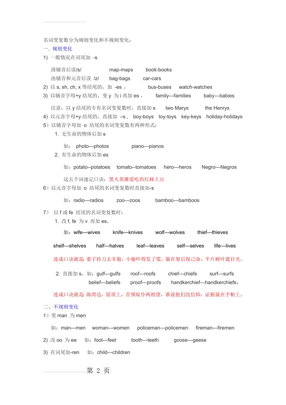 名词变复数分为规则变化和不规则变化(5页).doc_第2页