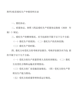 疫苗委托生产申报资料目 录.docx