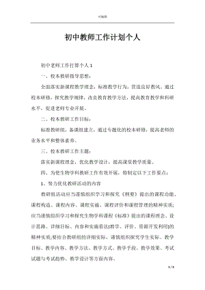 初中教师工作计划个人.docx