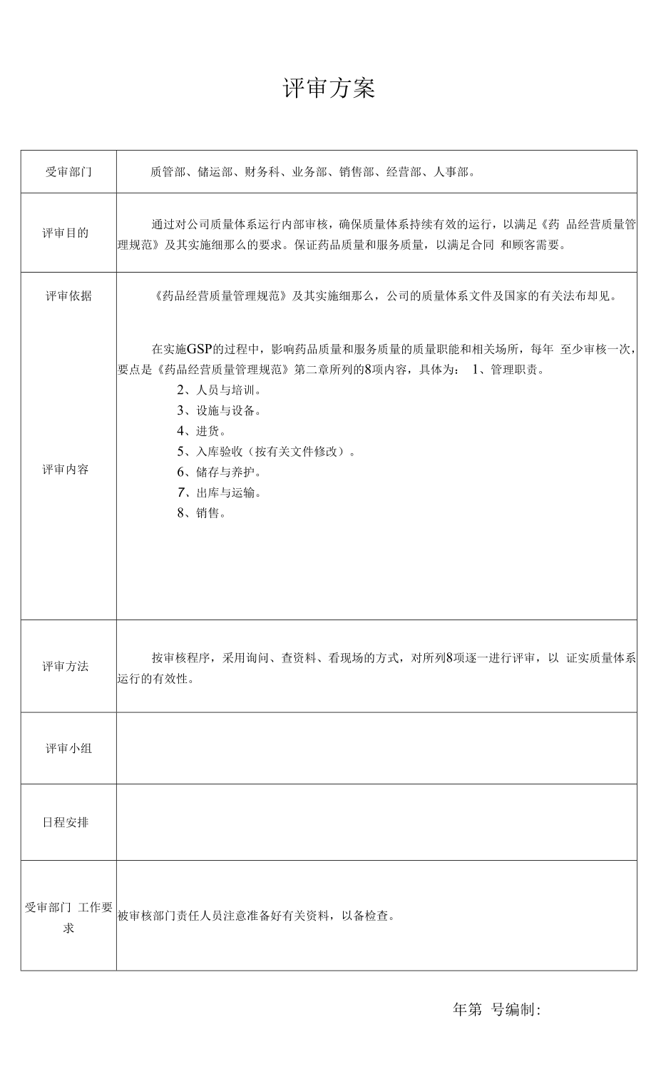 药品GSP文件 评审方案.docx_第1页