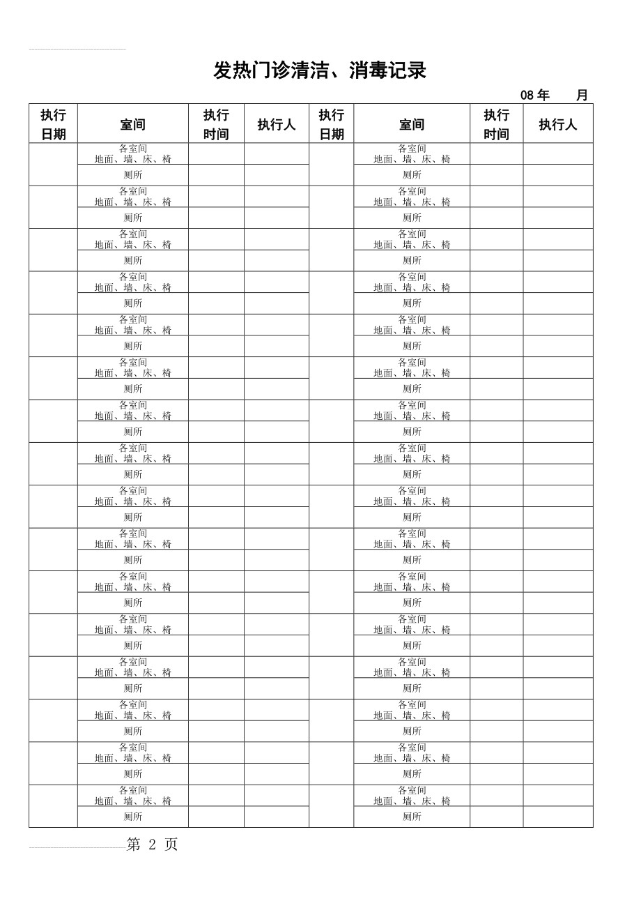 发热门诊清洁、消毒记录(3页).doc_第2页