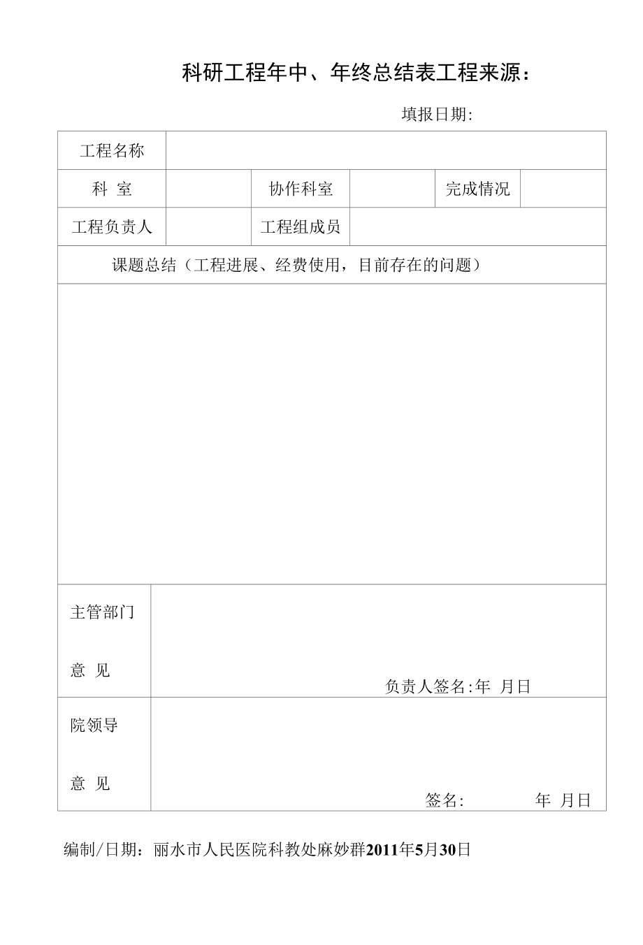 院内科研课题总结表.docx_第1页