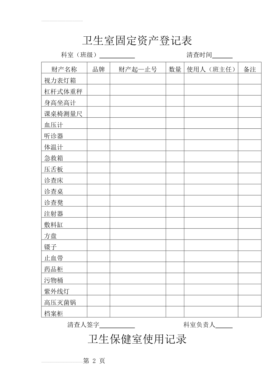 卫生保健室消毒记录、使用记录(8页).doc_第2页