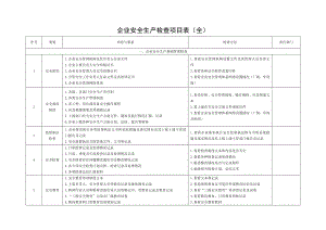 企业安全生产检查项目表.doc