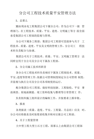 分公司工程技术质量安全管理方法.docx