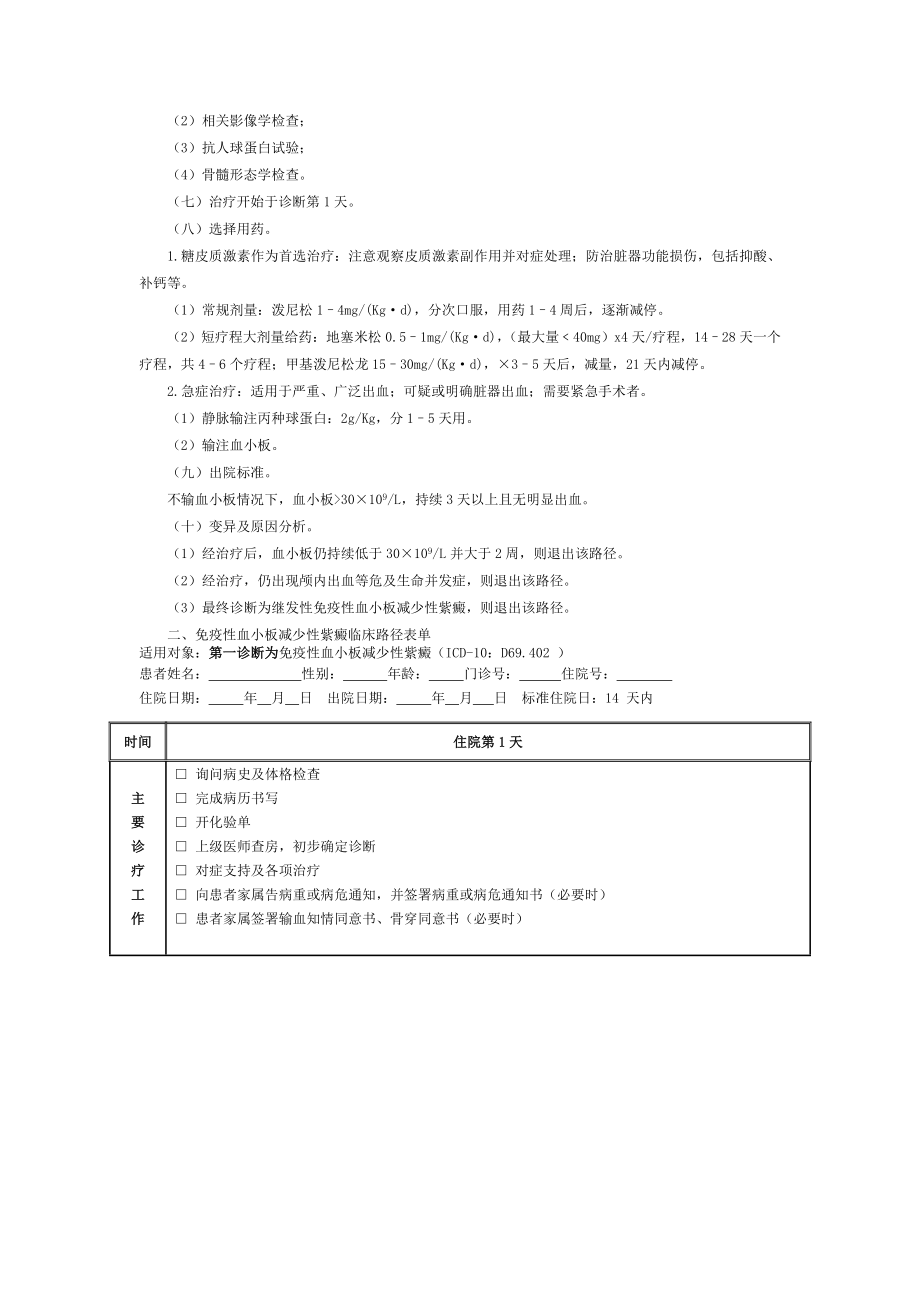 免疫性血小板减少性紫癜临床路径.doc_第2页