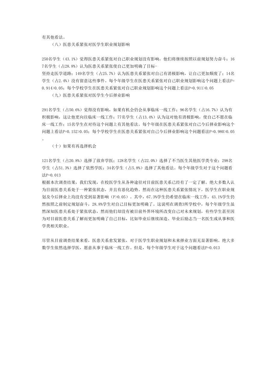 医患关系对医学生职业生涯发展及规划影响的调查教育资料.doc_第2页