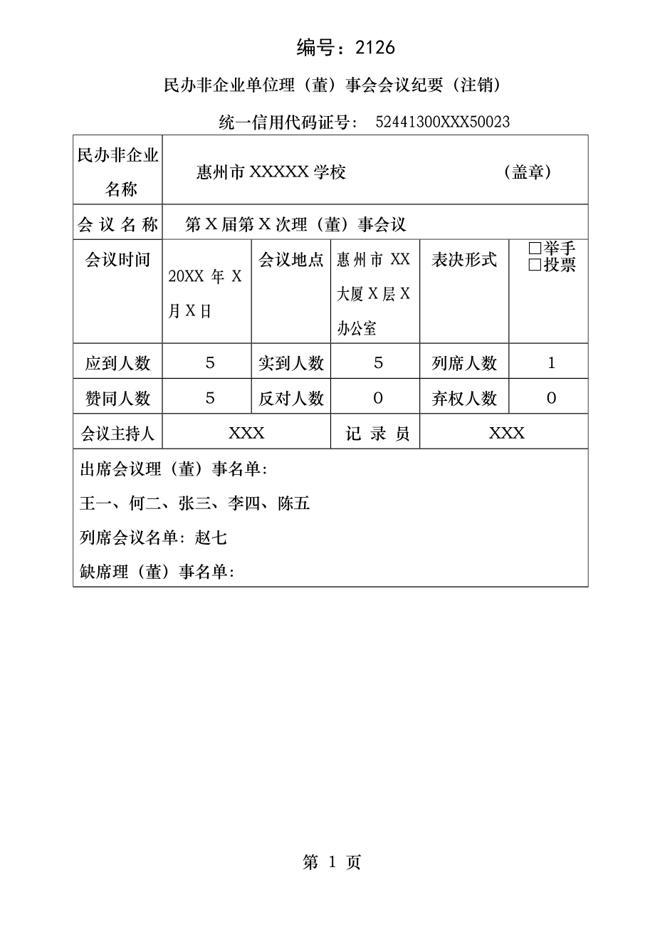 民办非企业单位理事会会议纪要.docx_第1页