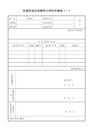 往届毕业生补授学士学位申请表一精.doc