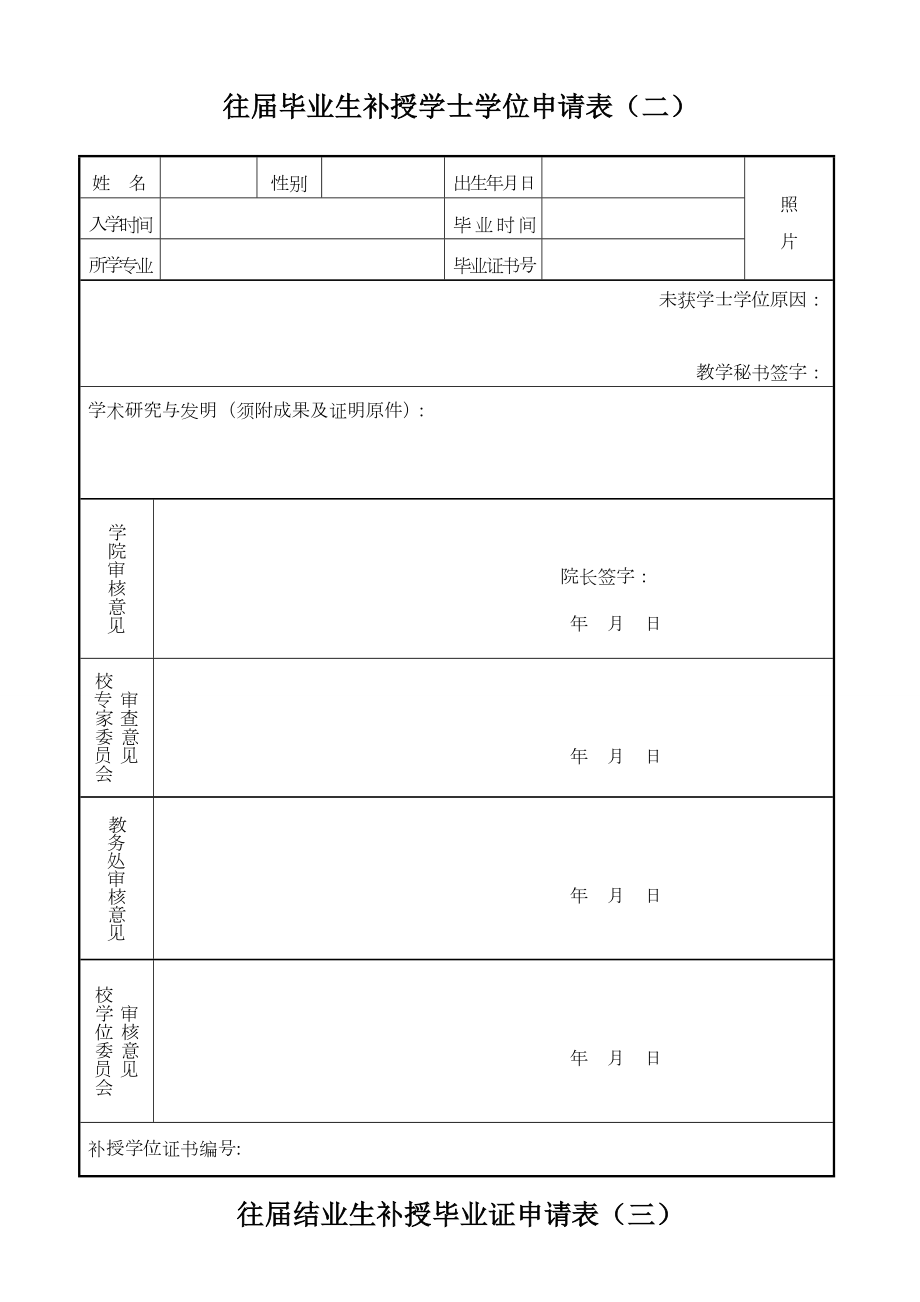 往届毕业生补授学士学位申请表一精.doc_第2页