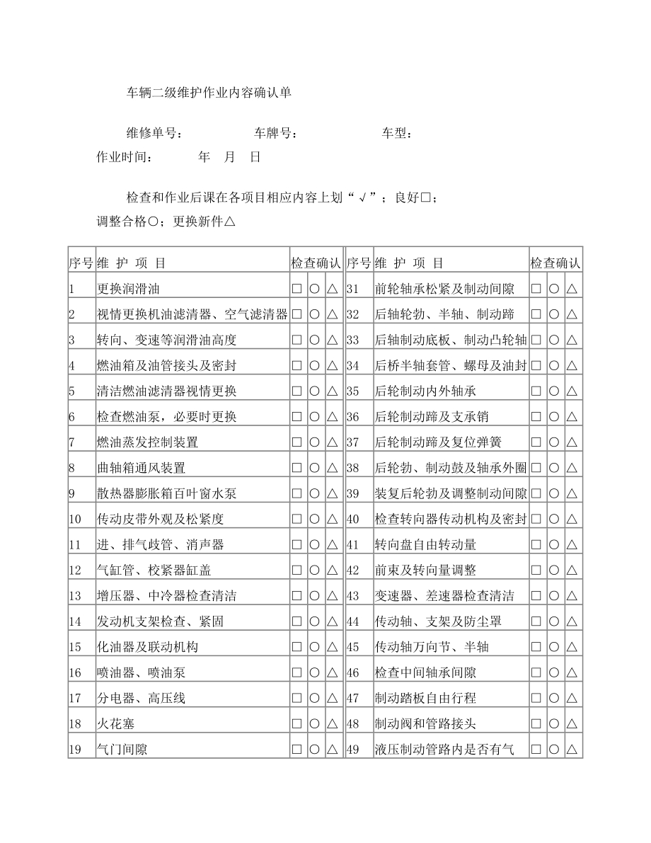 机动车维修进厂、过程及竣工检验记录单.doc_第2页