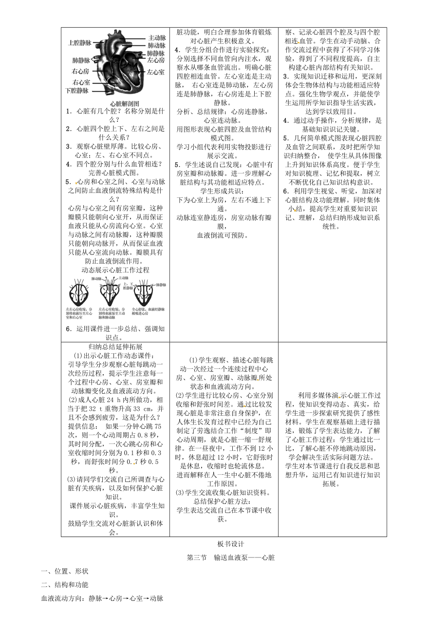 2018七年级生物下册443输送血液的泵心脏导学案新版新人教版.doc_第2页