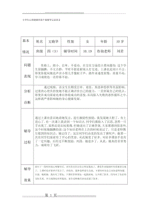 小学生心理健康咨询个案辅导记录表2(1页).doc