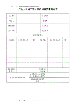 安全文明施工评价及施工费费率测定表6(3页).doc