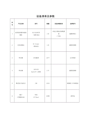 医疗设备采购清单及参数.doc