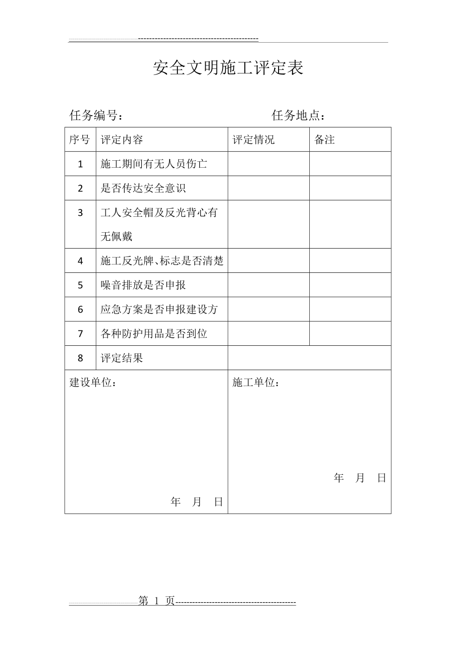 安全文明施工评定表(1页).doc_第1页