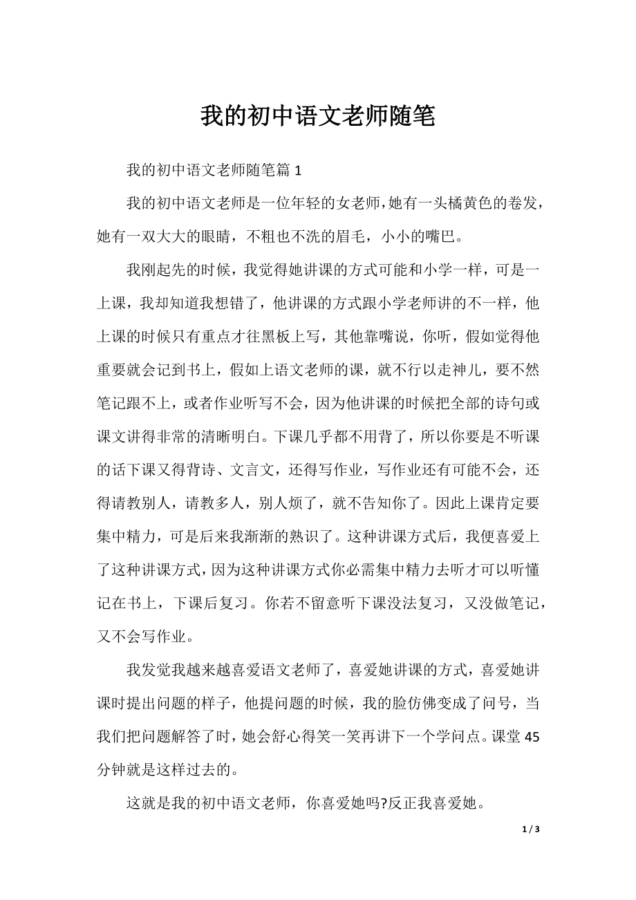 我的初中语文老师随笔.docx_第1页