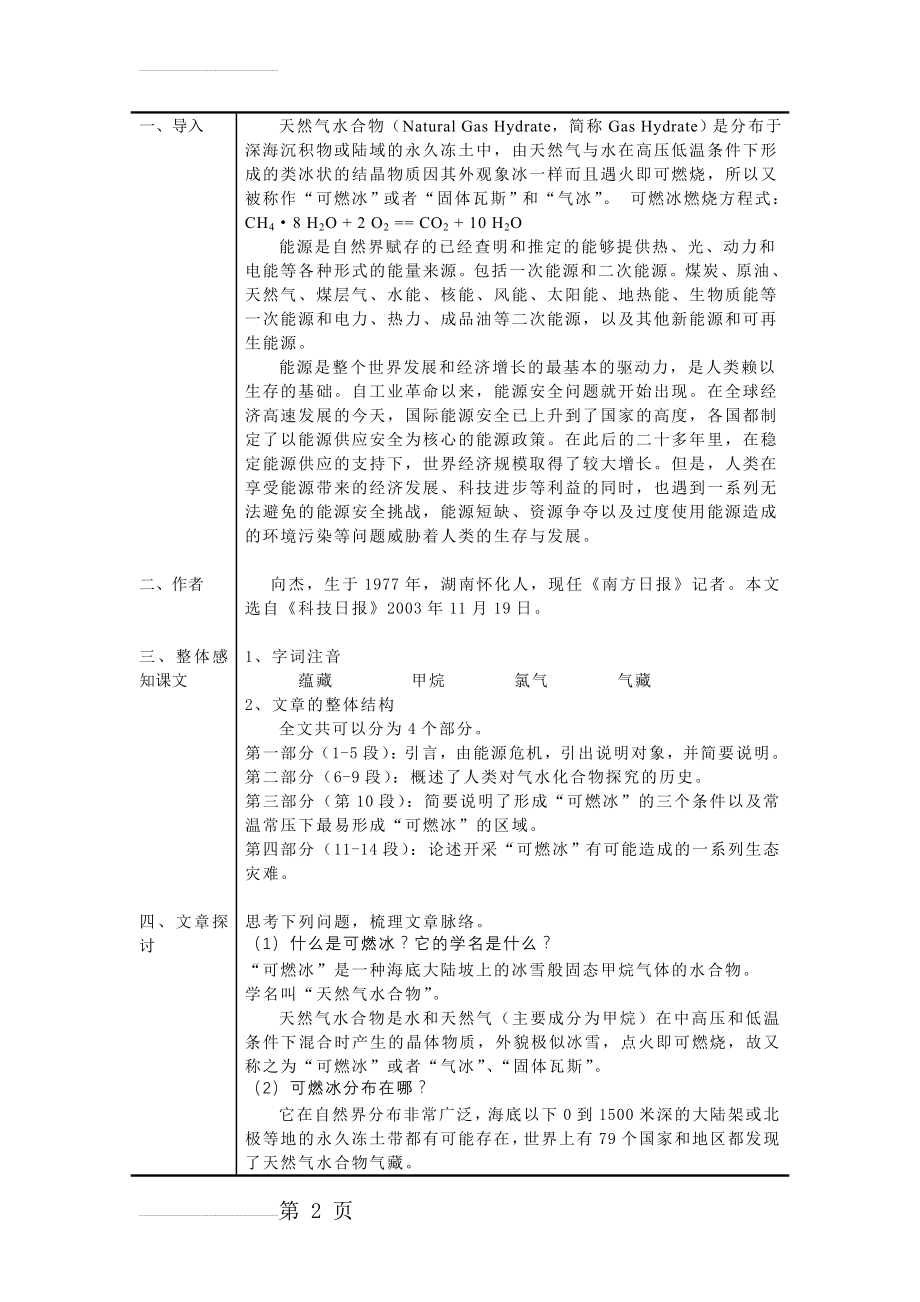 可燃冰将解千年能源忧(最新江苏中职教案)(5页).doc_第2页