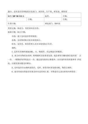 药品GMP文件 RM-018 仓库盘存管理制度.docx