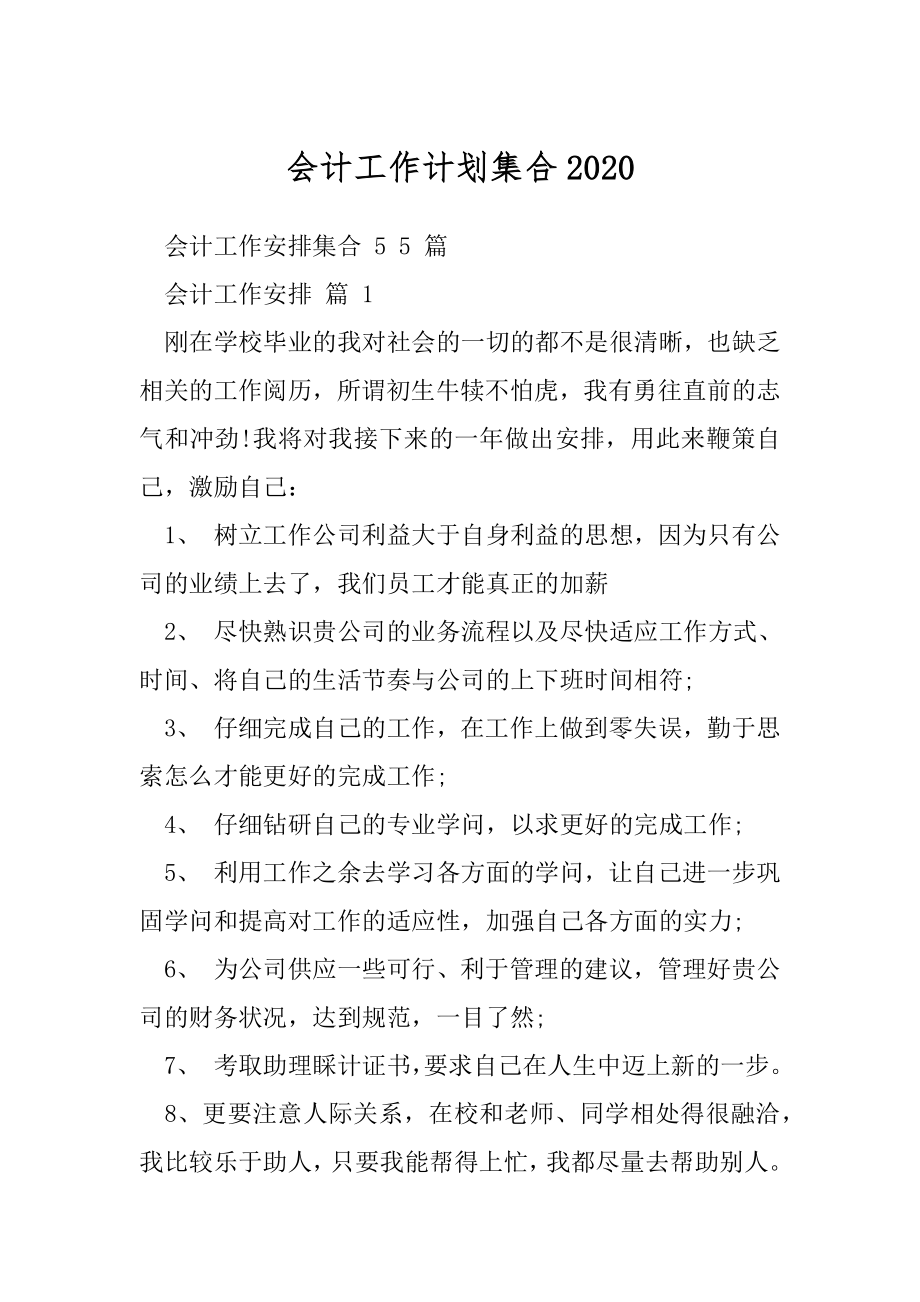 会计工作计划集合2020.docx_第1页