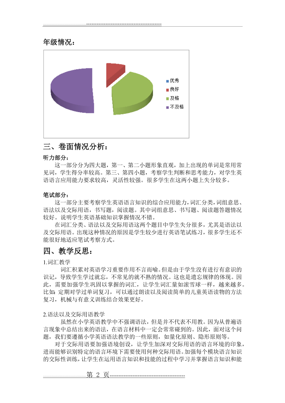 小学四年级下册英语期末质量分析(3页).doc_第2页