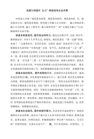 党建引领国有企业发展经验交流材料.docx