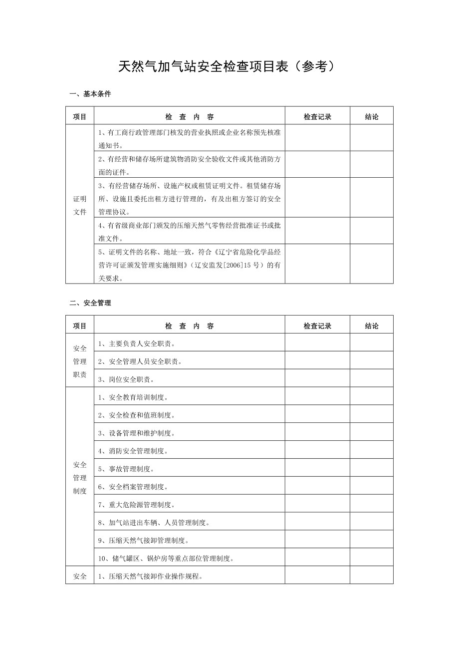 天然气加气站安全检查内容.doc_第1页