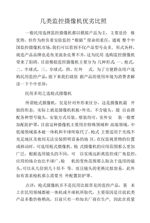 几类监控摄像机优劣比照.docx