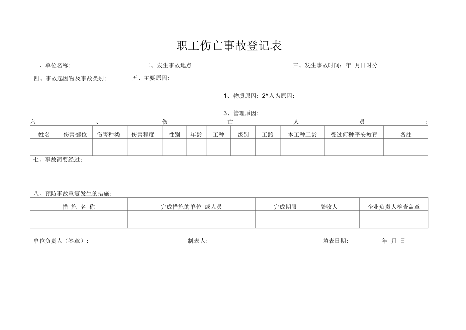 职工伤亡事故登记表.docx_第1页