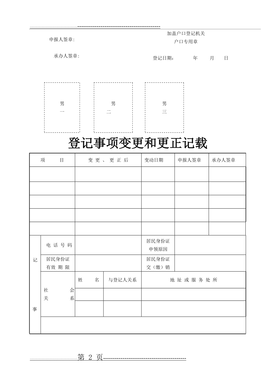 常住人口登记表--空表(3页).doc_第2页