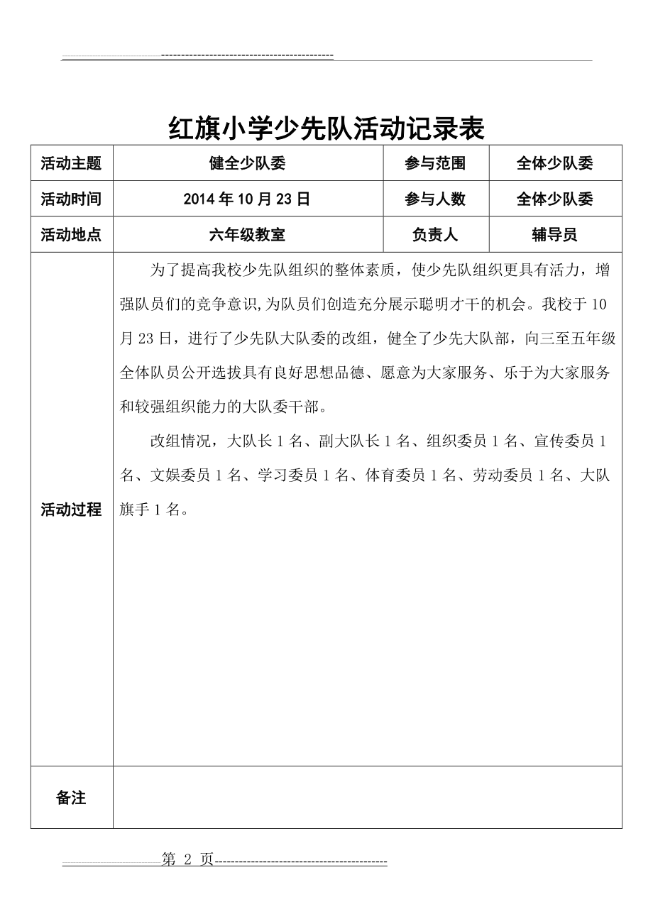 小学少先队活动记录表(13页).doc_第2页