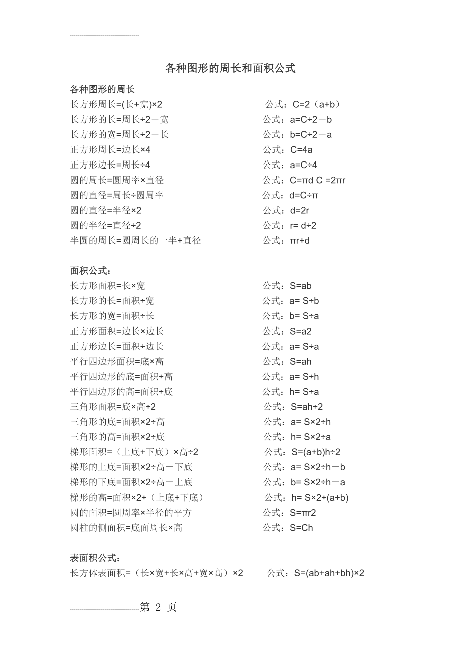 各种图形的周长和面积公式(6页).doc_第2页