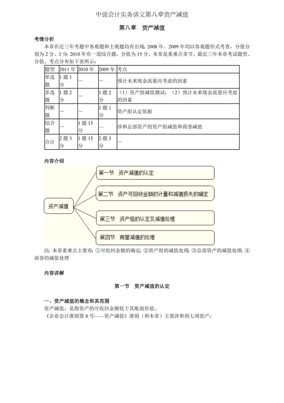 中级会计实务讲义第八章资产减值.doc_第1页