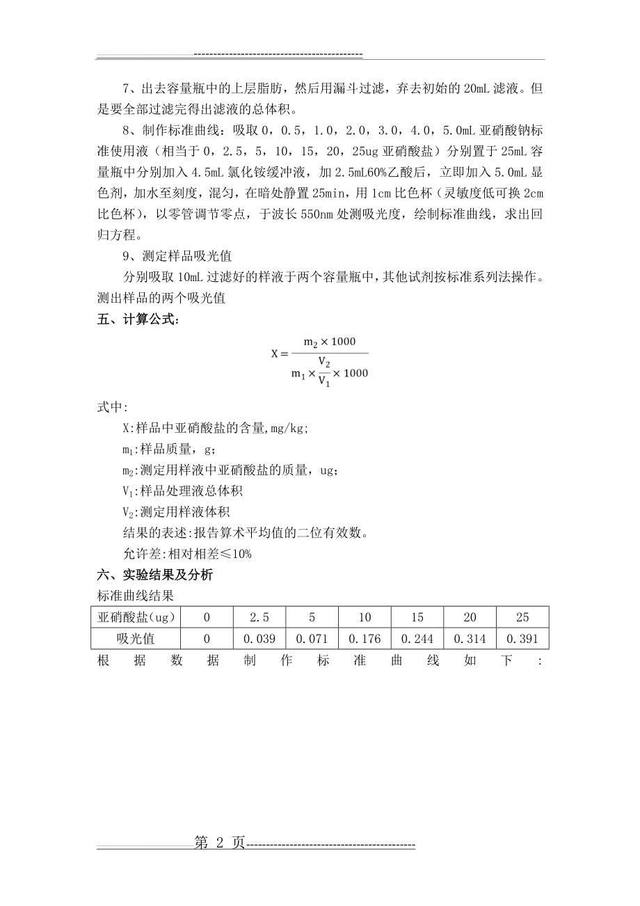 实验八 食品中亚硝酸盐的测定 16090211(3页).doc_第2页